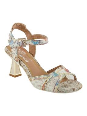 L’Artiste Spring Step Floral Lace Heels Beige Multi Boho Romantic Sandals 39